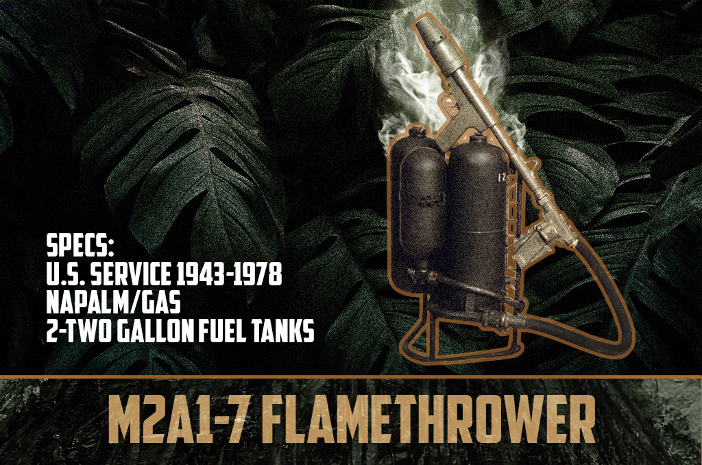 photo of the m2 m2a1-7 flamethrower vietnam war weapons